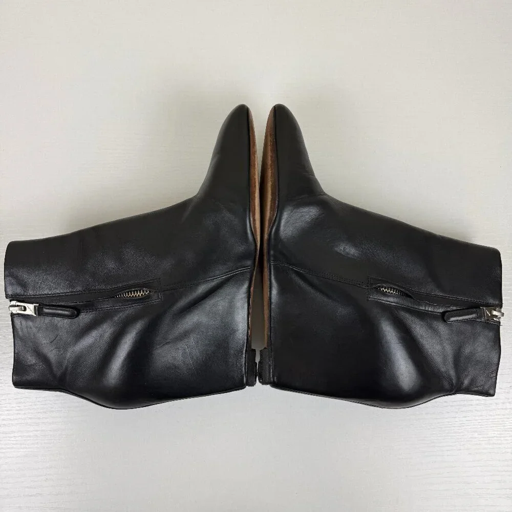 Brian Atwood Designer Black Belleria Pointed Toe Wedge Ankle Boots